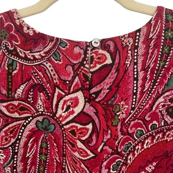 J. Jill Layered Paisley Long Sleeves Tunic Red Medium - Picture 9 of 11